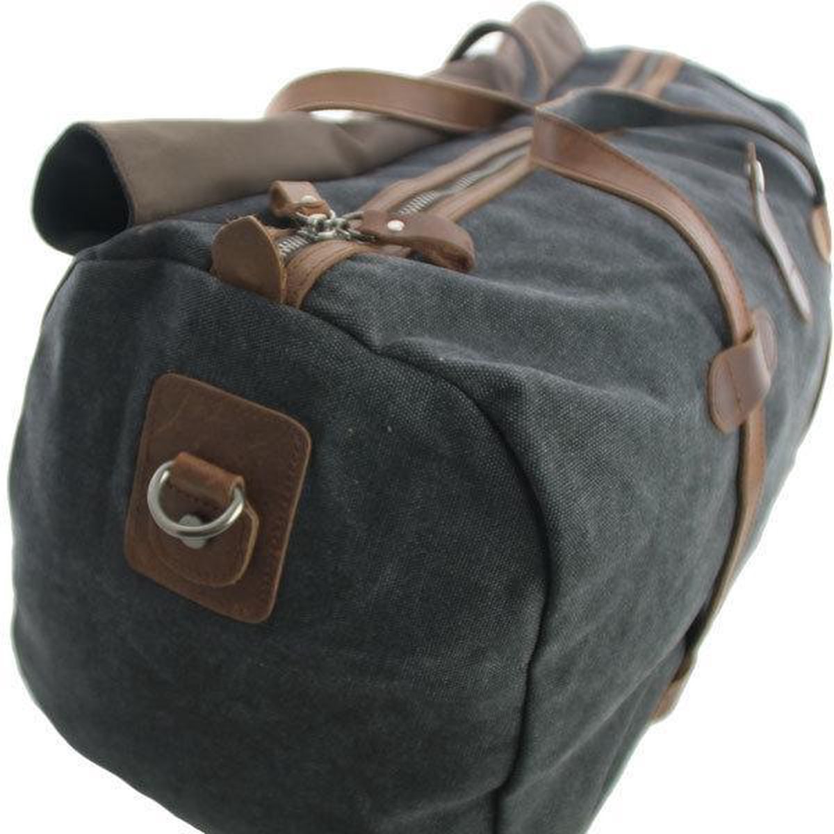 Luanzo waxed Canvas Weekendtas met Leer Jacksonville Zwart Luanzo waxed Canvas Weekendtas met Leer Jacksonville Zwart
