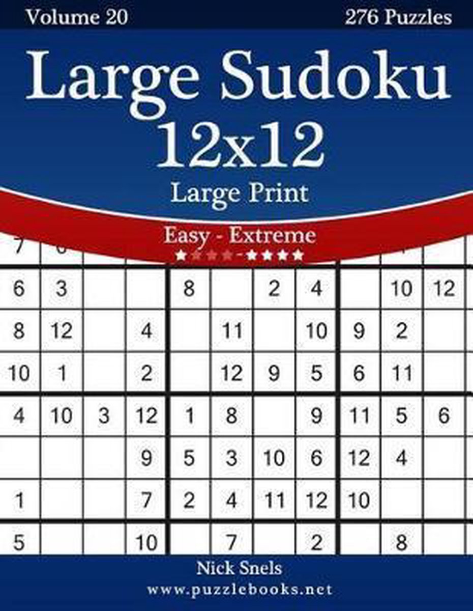 bol.com | Large Sudoku 12x12 Large Print - Easy to Extreme - Volume 20 ...