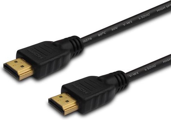 Savio CL-34, 10 m, HDMI Type A (Standard), HDMI Type A (Standard), 4096 x 2160 pixels, Canal de retour audio (ARC, Audio Return Channel), Noir