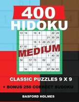 400 HIDOKU MEDIUM classic puzzles 9 x 9 + BONUS 250 correct sudoku