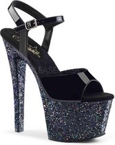 Pleaser Sandaal met enkelband, Paaldans schoenen -40 Shoes- SKY-309LG US 10 Zwart