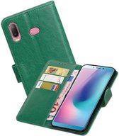 Zakelijke Book Case Telefoonhoesje Geschikt voor de Samsung Galaxy A6s - Portemonnee Hoesje - Pasjeshouder Wallet Case - Groen