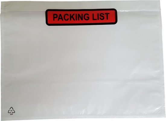 Lot De 1000 Enveloppes Autocollantes Transparentes A6 - 165x115 Mm - Résistantes à L'Eau - Imprimées "Packing List"