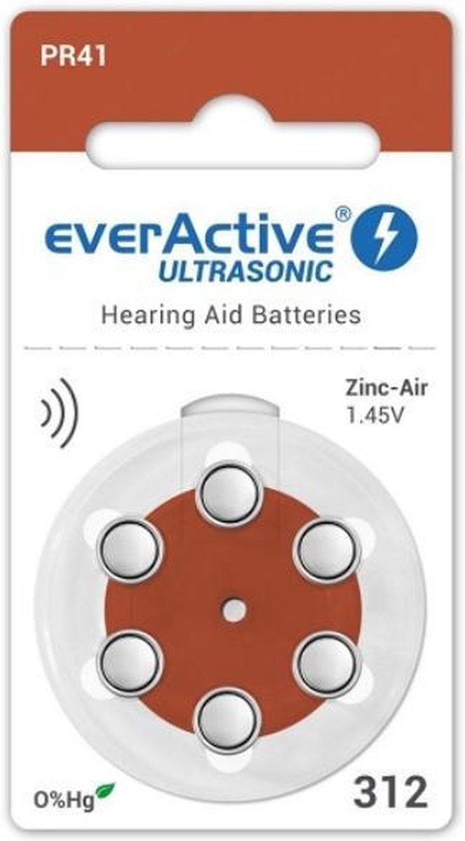 PR41 - 4607 - Bruin 1,45V Hoortoestel gehoorapparaat batterij knoopcel - 6 batterijen