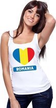 Roemenie hart vlag singlet shirt/ tanktop wit dames S