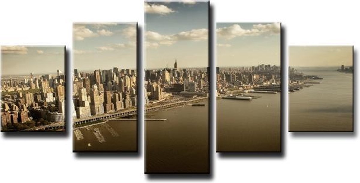 New York - Canvas Schilderij Vijfluik 160 x 80 cm