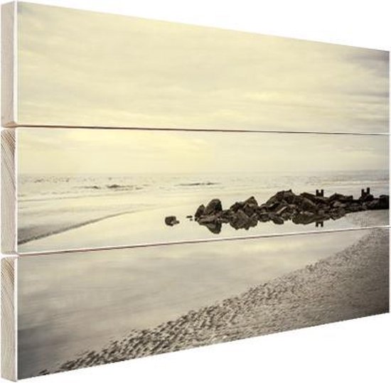 Strand in de ochtend Hout 160x120 - Foto print op Hout (Wanddecoratie) XXL / Groot... | bol.com