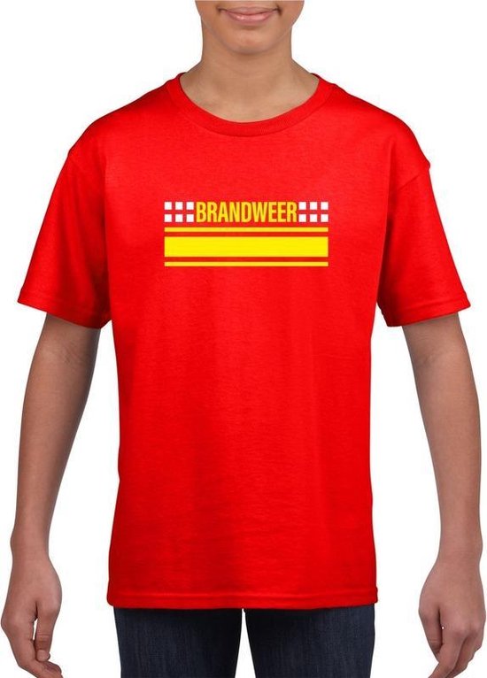 Geleend Franje omroeper Brandweer logo rood t-shirt voor jongens en meisjes - Hulpdiensten  verkleedkleding 134/140 | bol.com