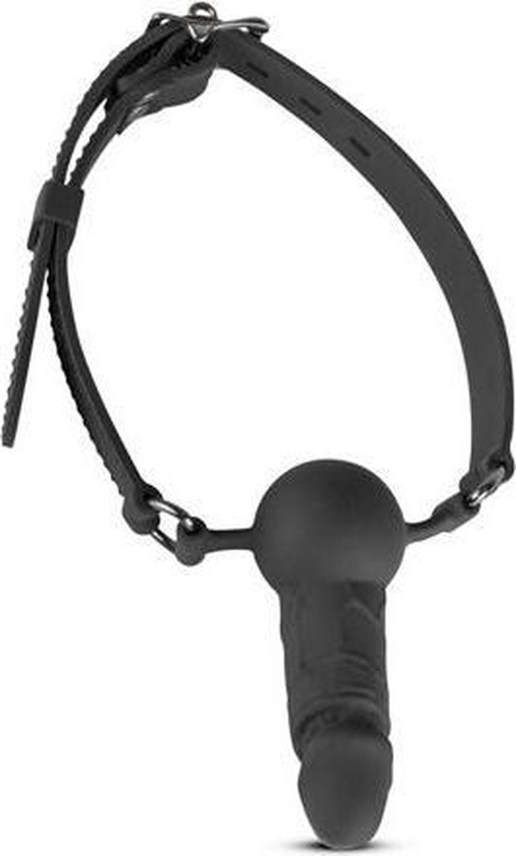 Goedkoopste EasyToys Siliconen Gag Met Realistische Penis - Vergrendelbare gesp - Met penis - Zwart