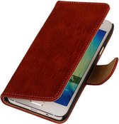 Samsung Galaxy A5 - Rood Hout Look hoesje - Book Case Wallet Cover Beschermhoes