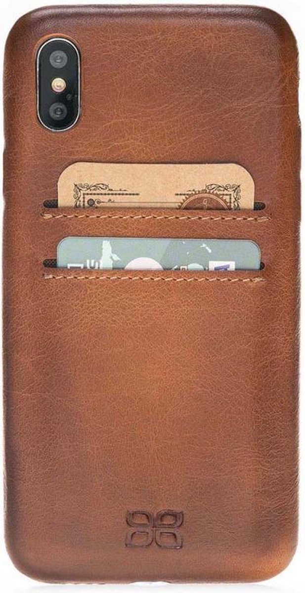 Bouletta geschikt voor iPhone Xs Max Back Cover met vakjes 'Rich Cognac'