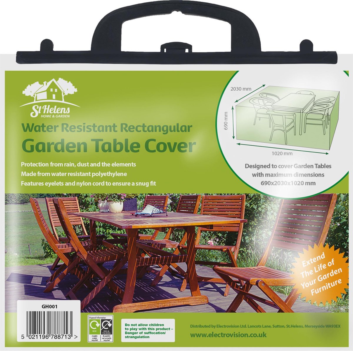 St. Helens Home & Garden Tuintafelset beschermhoes - Waterafstotend - Groene kleur