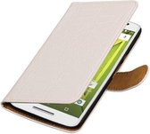Croco Bookstyle Wallet Case Hoesjes voor Motorola Nexus 6 Wit