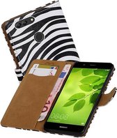 Zebra Bookstyle Wallet Case Hoesjes Geschikt voor Huawei Nova 2 Plus Wit