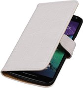 Croco Bookstyle Wallet Case Hoesjes voor Moto X Style Wit