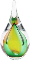 Urnencenter Druppel Mini Urn Kristalglas - Goudkleurig/Groen - Urn voor as - Gedenkartikel