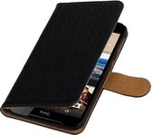 Croco Bookstyle Wallet Case Hoesjes voor HTC Desire 830 Zwart