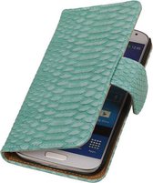 Snake Bookstyle Wallet Case Hoesje voor Galaxy Core i8260 Turquoise