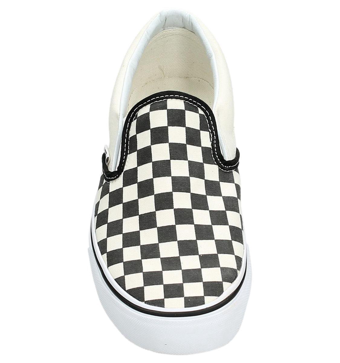 vans black check slip ons