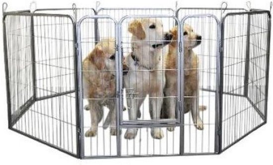 IvoQ Puppyren – Hondenren met 8 panelen 80x60 cm – Hondenbench – Staal