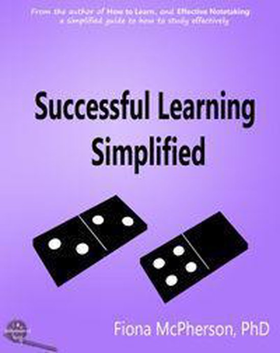 Paarse boekomslag met de titel Successful Learning Simplified en twee zwarte dominostenen onderaan.