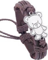 Fako Bijoux® - Armband - Leder - Teddybeer - Bruin