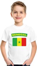 T-shirt met Senegalese vlag wit kinderen M (134-140)