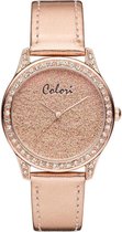 Colori Supreme 5 COL381 Horloge - Leren Band - Ø 37 mm - Rosékleurig