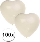 Hartjes ballonnen wit 100 stuks