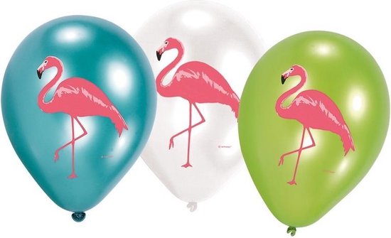 6x Flamingo print ballonnen 27 cm