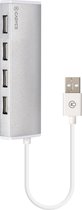 Cadyce USB naar 4x USB 2.0 Hub | Universeel | Stijlvol & Compact Design | Plug & Play | Zilver