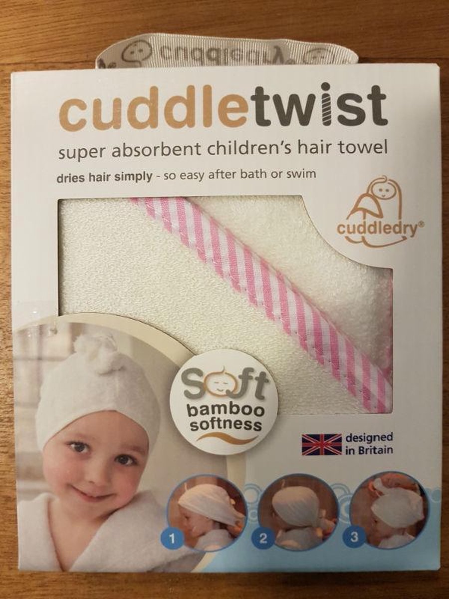 Cuddledry-haardoekje-hoofdhanddoek-handdoek-wit/roze