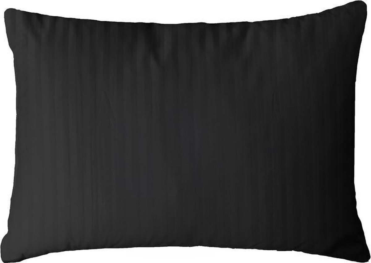HNL Refined Satin Stripe -  Kussensloop - 40/80 - 2 Stuks - Zwart