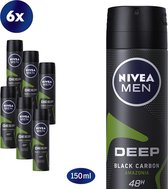 NIVEA MEN Deep Amazonia Deodorant Spray - 6 x 150ml - Anti-Transpirant Spray - Voordeelverpakking