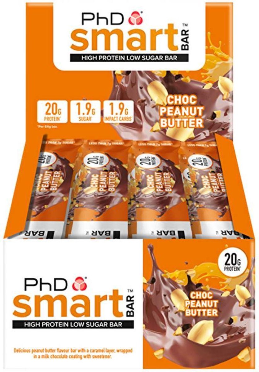 Goedkoopste PhD Smart Bar-Chocolate Peanut Butter-Doos 12 repen