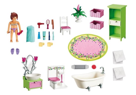 Playmobil Dollhouse: Salle de bain avec baignoire sur jambes (5307)