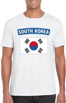 T-shirt met Zuid Koreaanse vlag wit heren XL