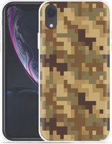 Geschikt voor Apple iPhone Xr Hoesje Pixel Camouflage Brown - Designed by Cazy