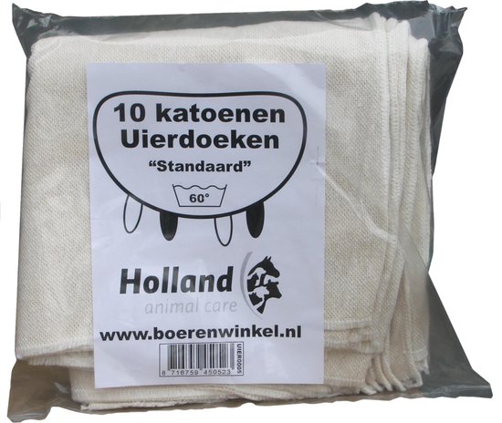 Verpakking van 10 katoenen uierdoeken, "Standaard", 60 graden wasbaar.