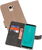 Booktype Telefoonhoesjes - Bookcase Hoesje - Wallet Case -  Geschikt voor Samsung Galaxy J6 2018 - Goud
