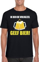 Vrijgezellenfeest t-shirt zwart heren  - Ik ben de vrijgezel geef bier! XL