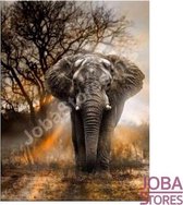 Peinture au diamant "JobaStores®" éléphant au crépuscule - complète - 30x40cm