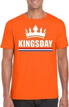 Oranje Kingsday met kroon shirt heren M
