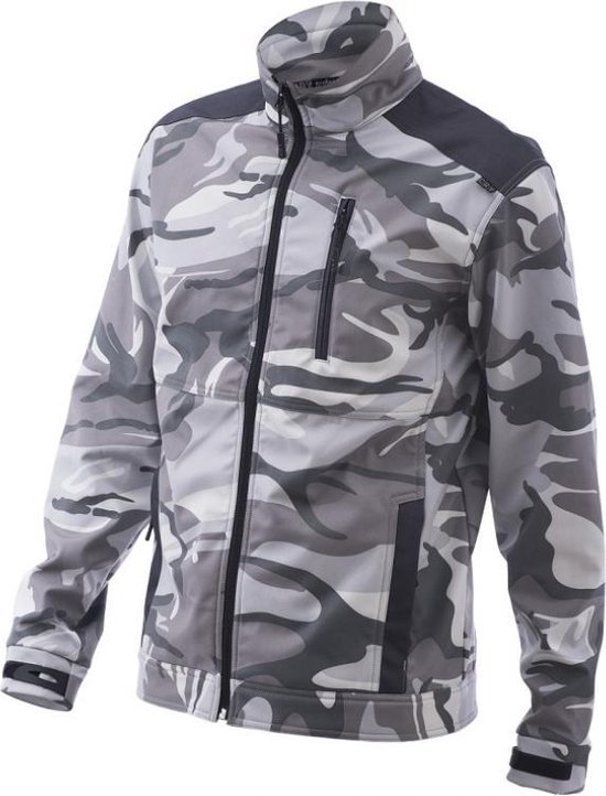 Camouflage softshell jack wit maat XXXL