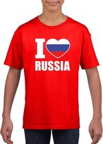 Rood I love Rusland fan shirt kinderen M (134-140)