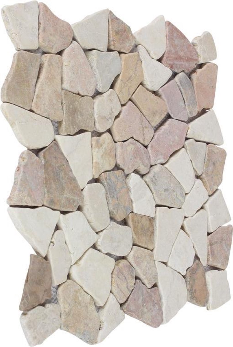 Mozaïektegel Marmer - Breuksteen - Rood/Wit - 30x30 cm - Merkloos