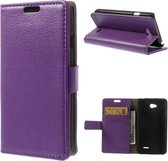 Litchi Cover wallet case hoesje Sony Xperia X Performance paars