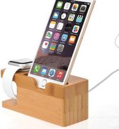 Bamboo Telefoon/Watch Houder - Houten Laadstation / Dock - Geschikt voor IOS