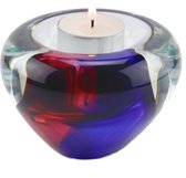 Glasobject tealight mini urn glas rose/blue Waxinelichthouder