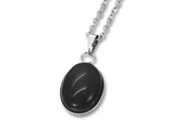 Amanto Ketting Dilin Black - 316L Staal - Natuursteen - 19x14mm - 50cm